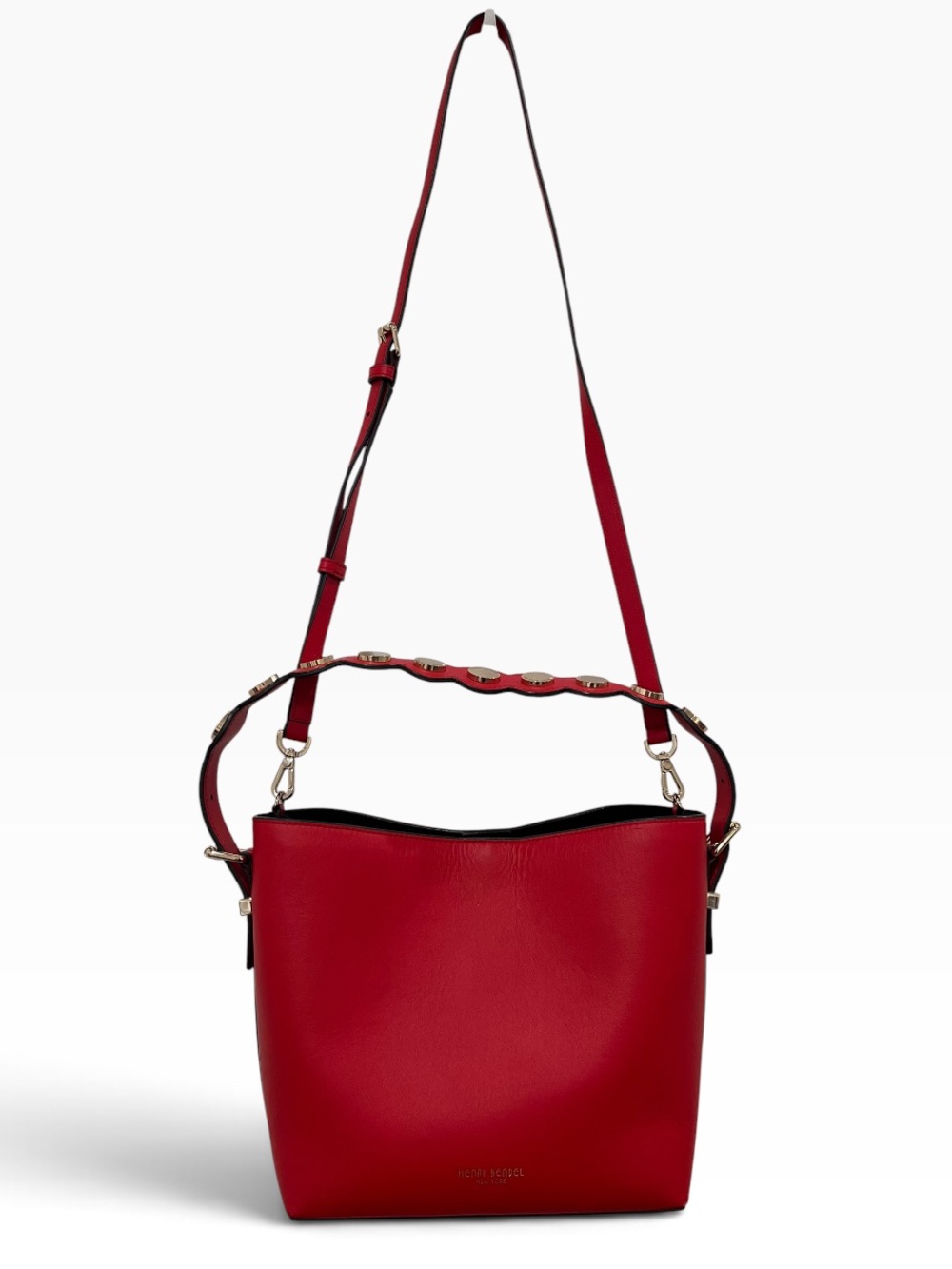 Henri Bendel Surrey Leather Bucket Bag in True Red NWOT